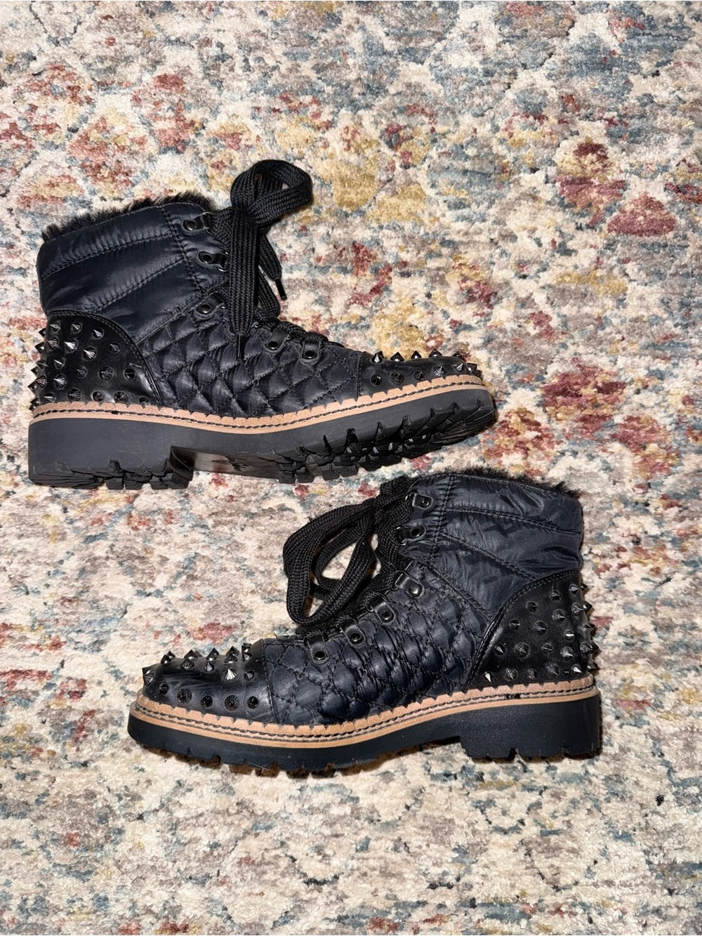 Sam Edelman Bren Quilted Studded Black Boots Size 8